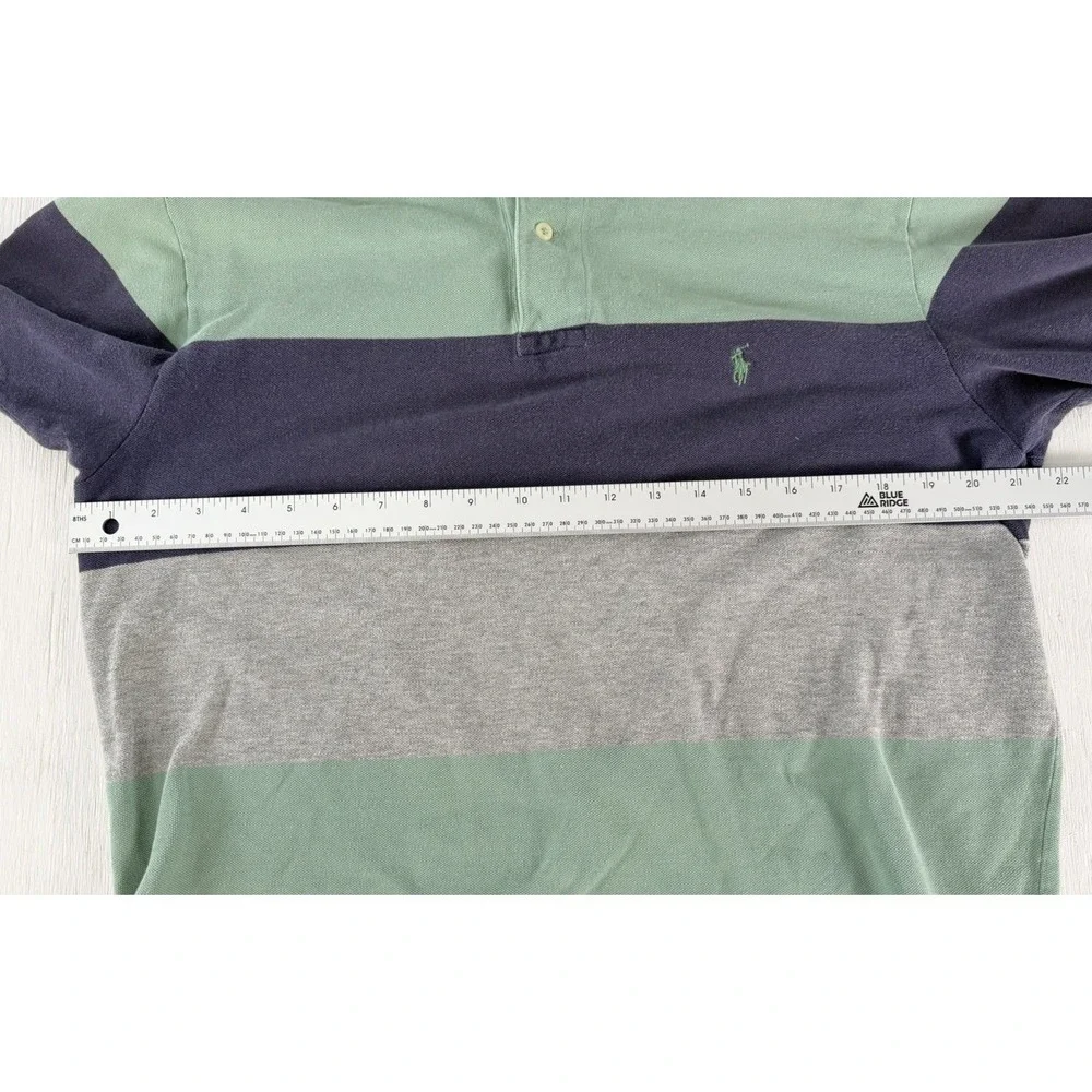 Vintage Polo Ralph Lauren Men Size L Color Block Shirt 90s Blue Green Gray Y2K